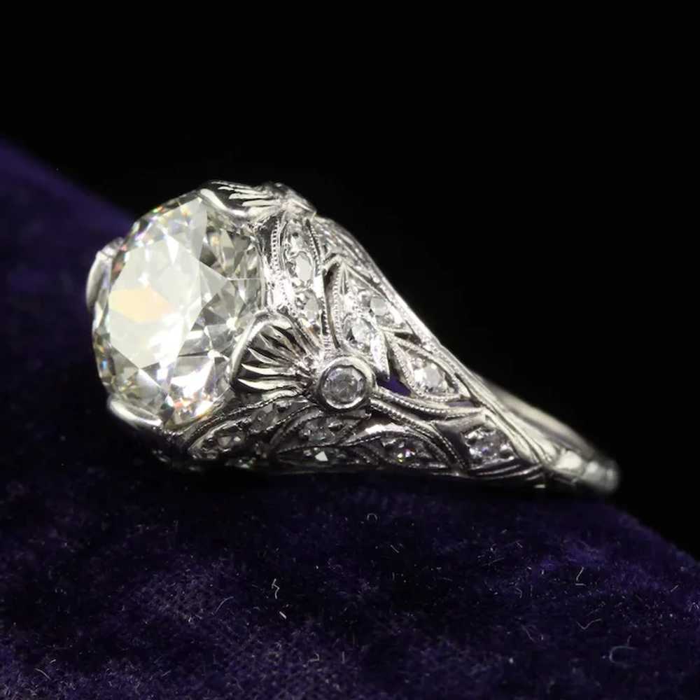 Antique Edwardian Platinum Old Cut Diamond Floral… - image 4