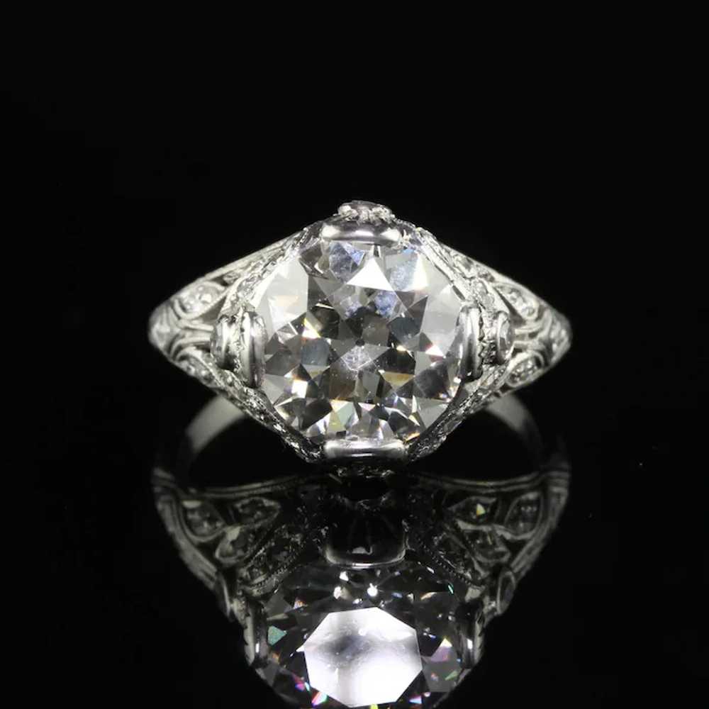 Antique Edwardian Platinum Old Cut Diamond Floral… - image 6