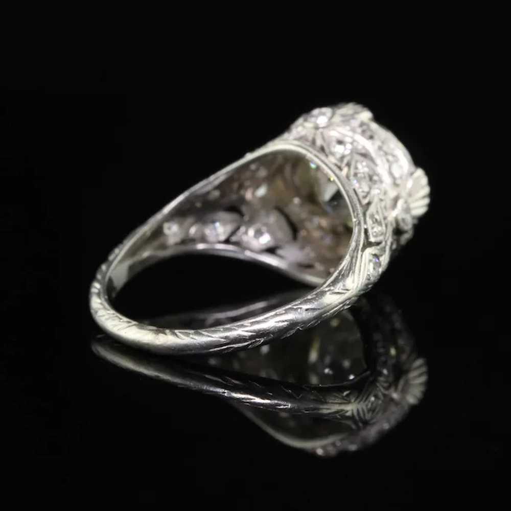 Antique Edwardian Platinum Old Cut Diamond Floral… - image 7