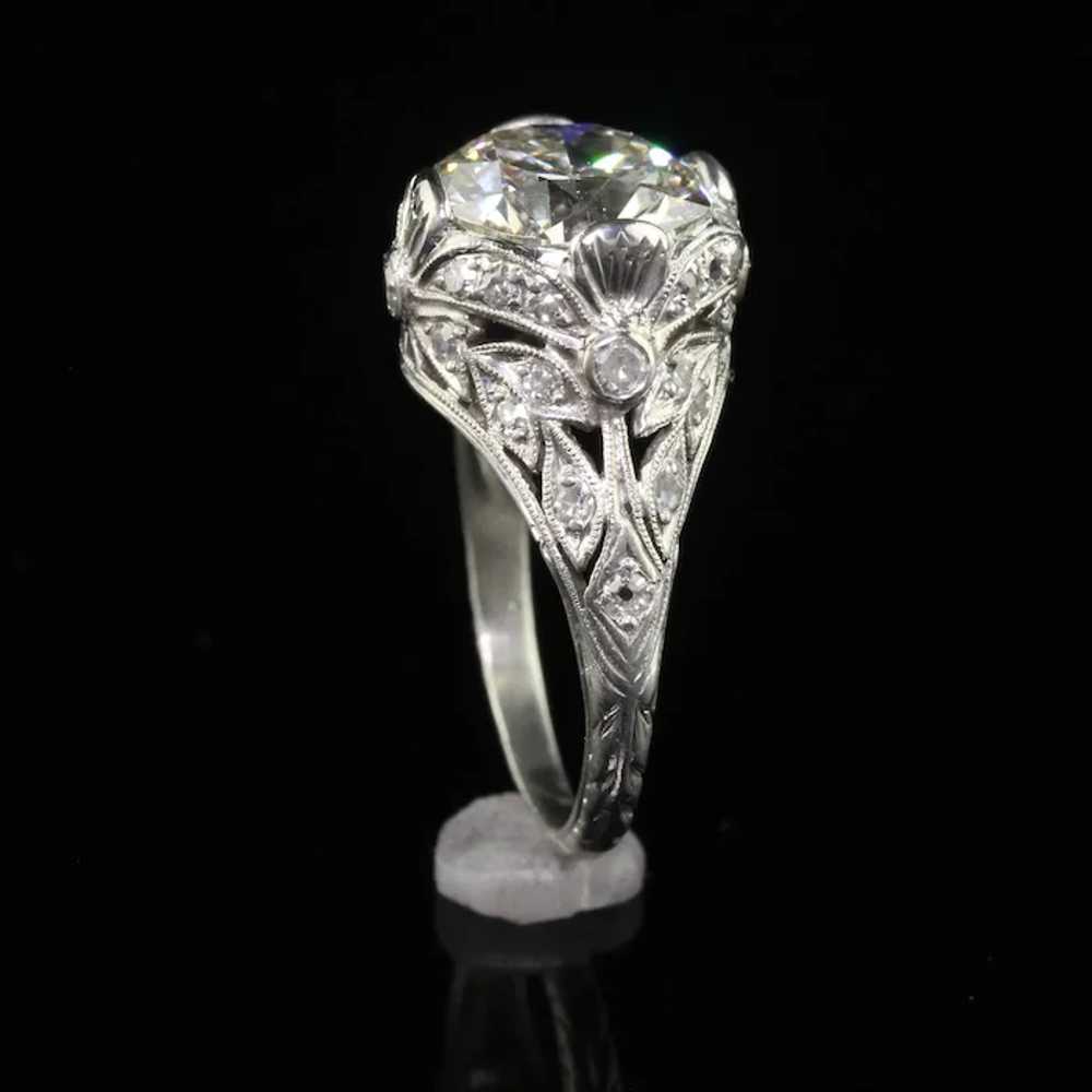 Antique Edwardian Platinum Old Cut Diamond Floral… - image 8