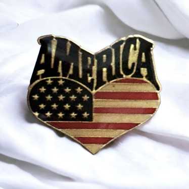 Vintage Vintage America patriotic heart flag tac … - image 1