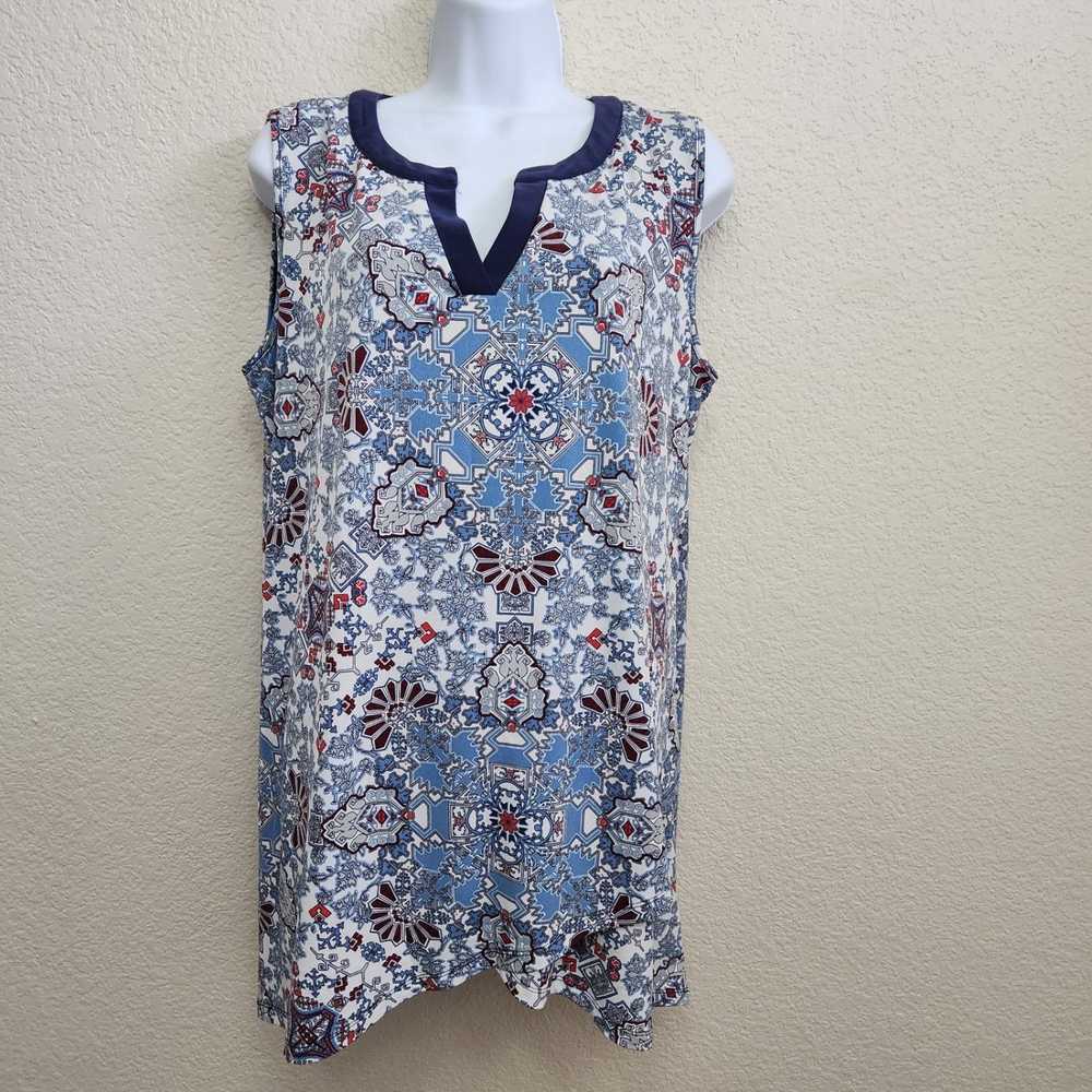 Other Cato Blue Red Floral Sleeveless Layered Top… - image 1