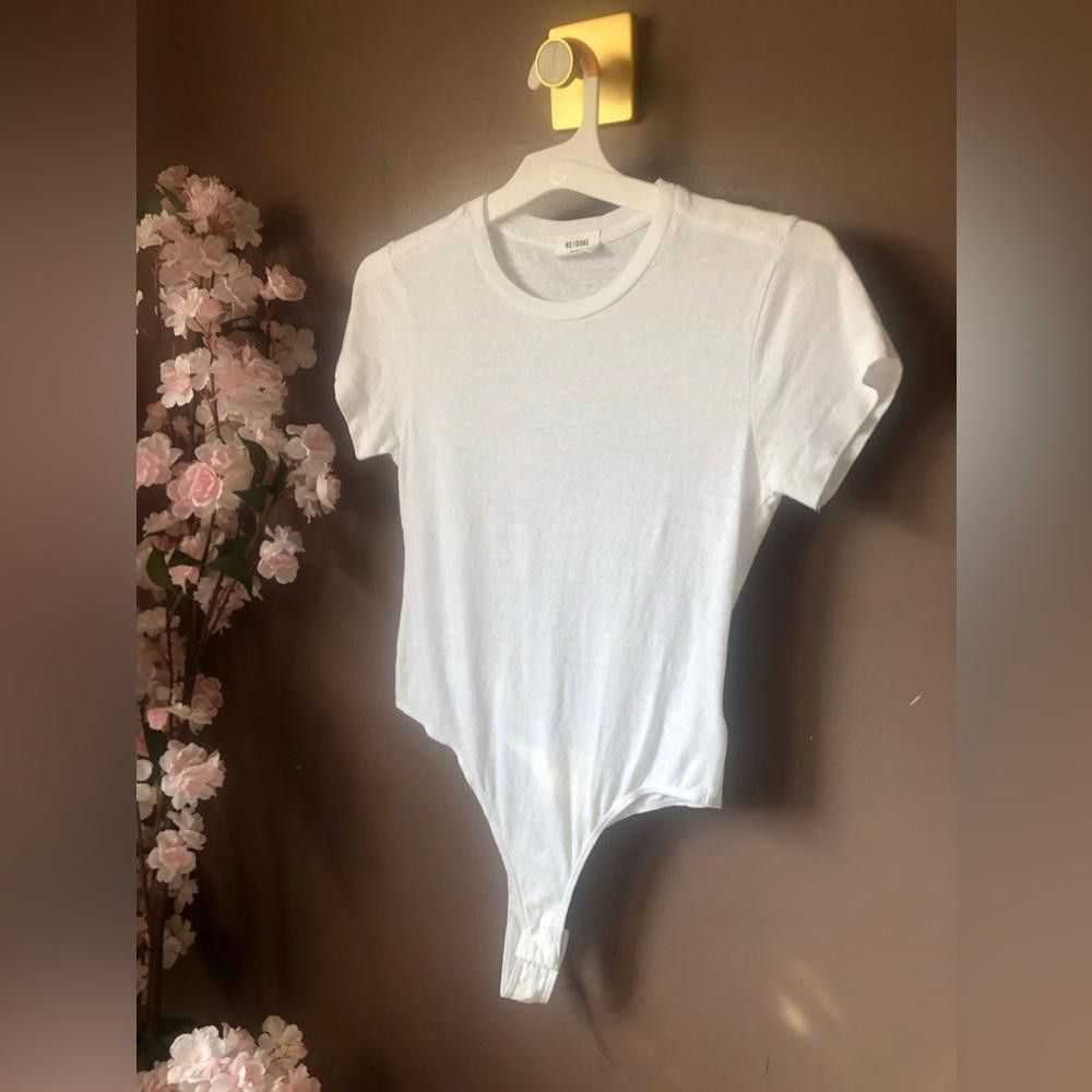 RE/DONE Re/done white T-shirt top thong bodysuit - image 4