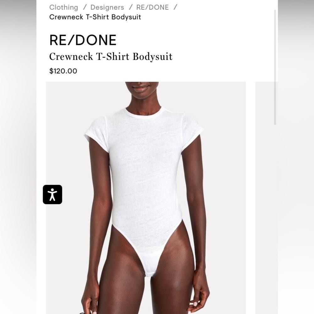 RE/DONE Re/done white T-shirt top thong bodysuit - image 8