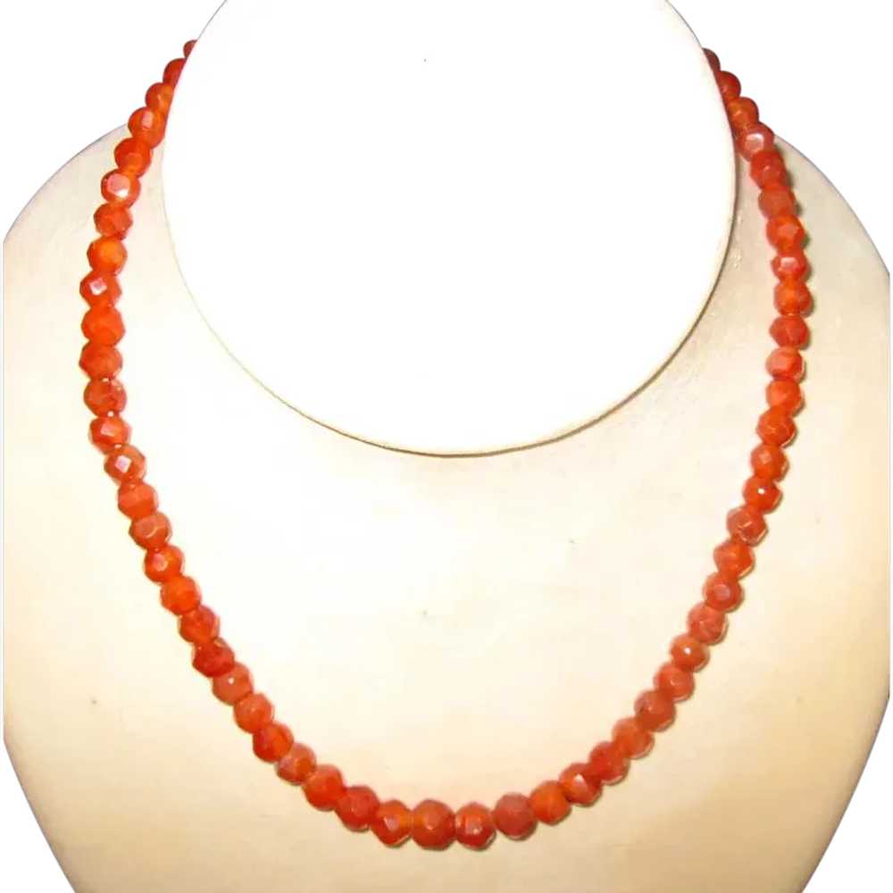 18" Strand of Faceted Carnelian Beads - image 1