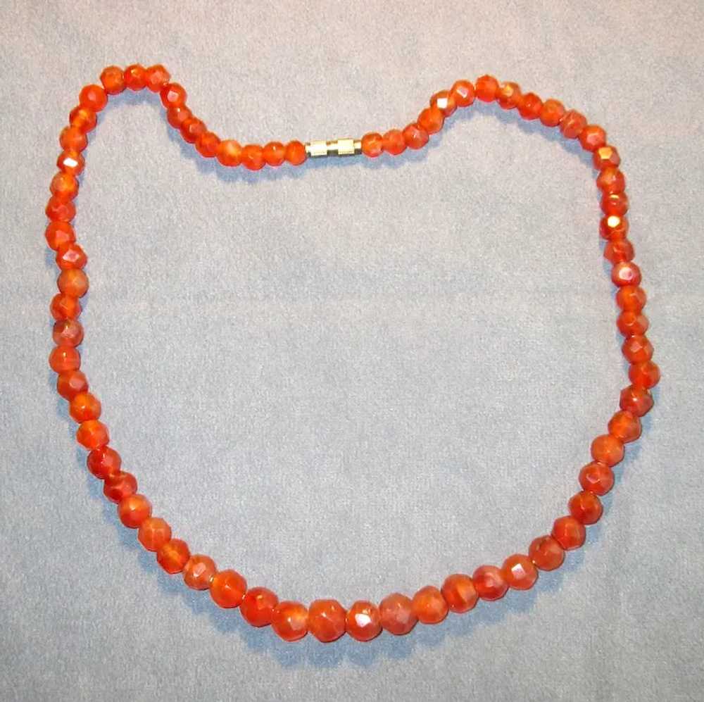 18" Strand of Faceted Carnelian Beads - image 2