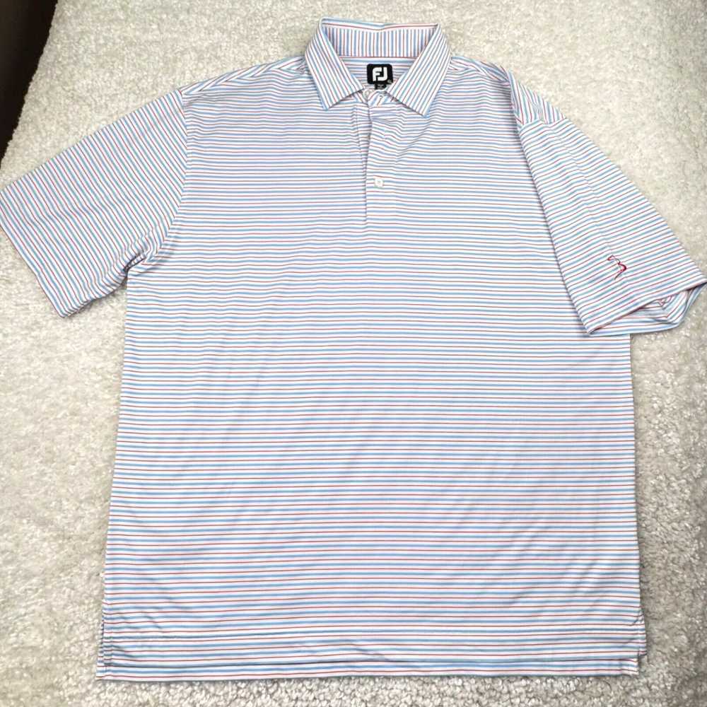 Footjoy Footjoy Polo Shirt Mens XL Blue Red Strip… - image 1