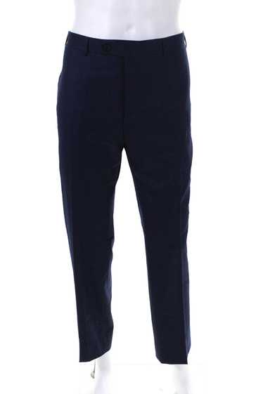 Canali Mens Creased Straight Leg Dress Pants Midni