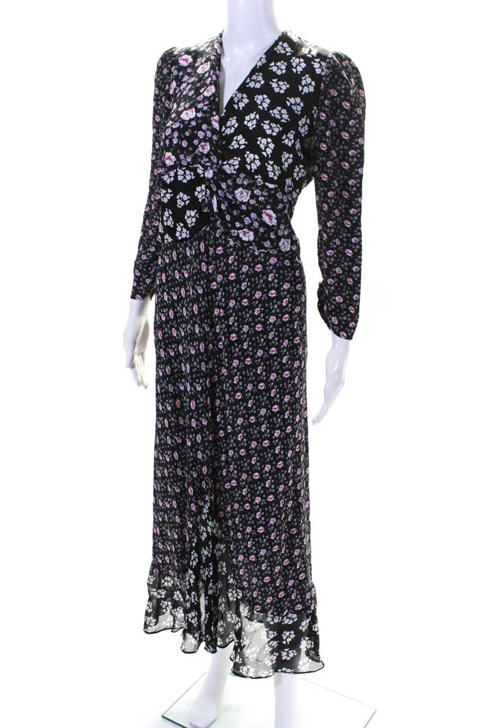 Rixo Womens Silk Floral Ruffled Zipped Long Sleev… - image 2