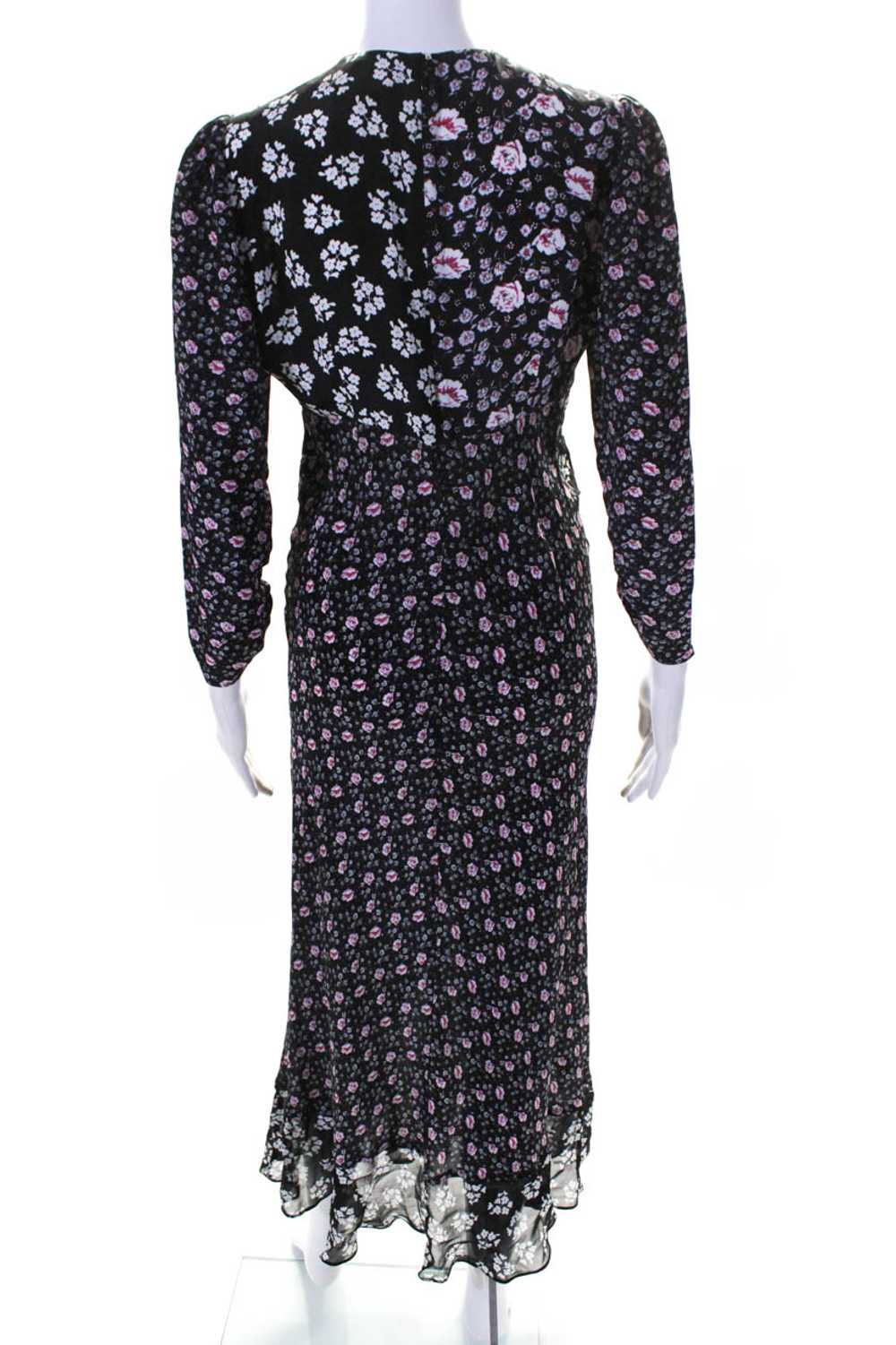 Rixo Womens Silk Floral Ruffled Zipped Long Sleev… - image 3