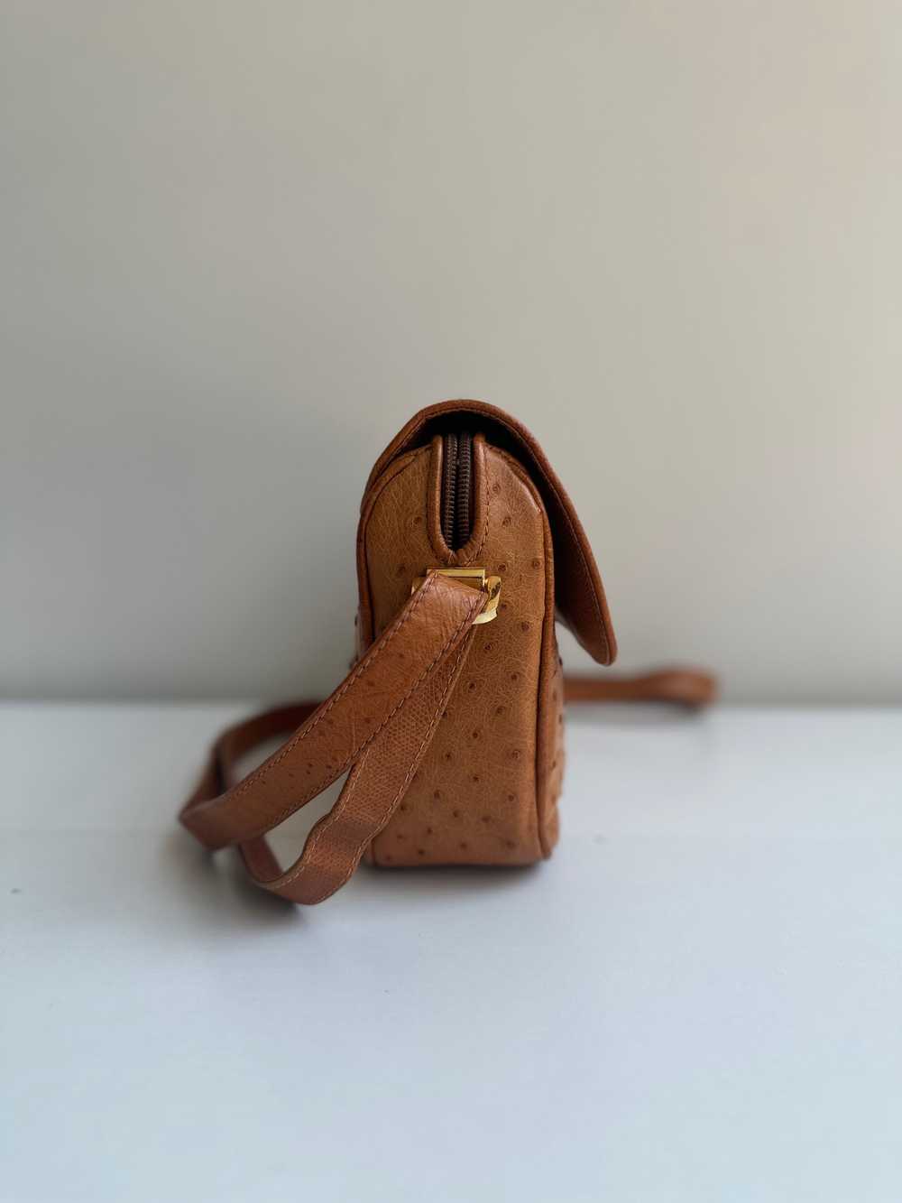 Handbag Gallery Caramel Brown Ostrich Leather Bag - image 3