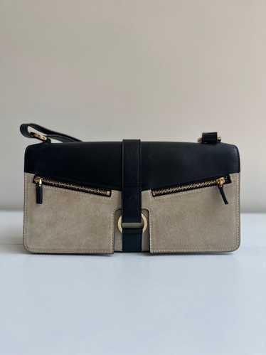 Gucci Black & Gray Suede Flap Leather Shoulder Bag