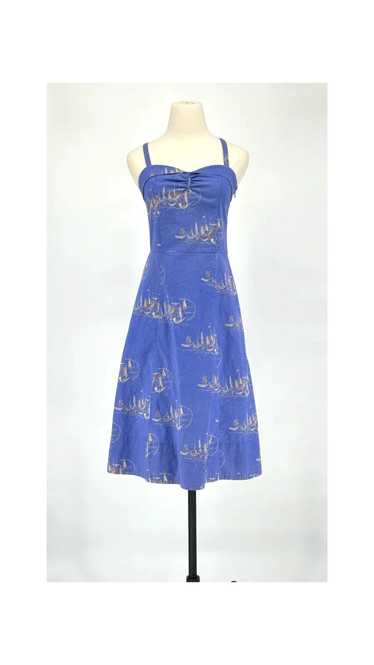 2000's does 50's Blue Chambray Sailboat Dress by T