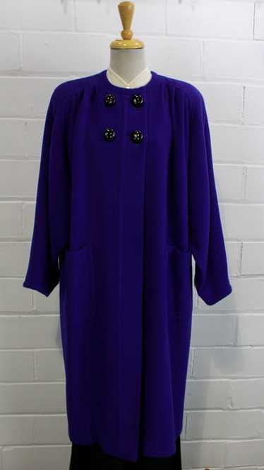 Vintage 1980s Valentino Royal Blue Wool Coat, Larg