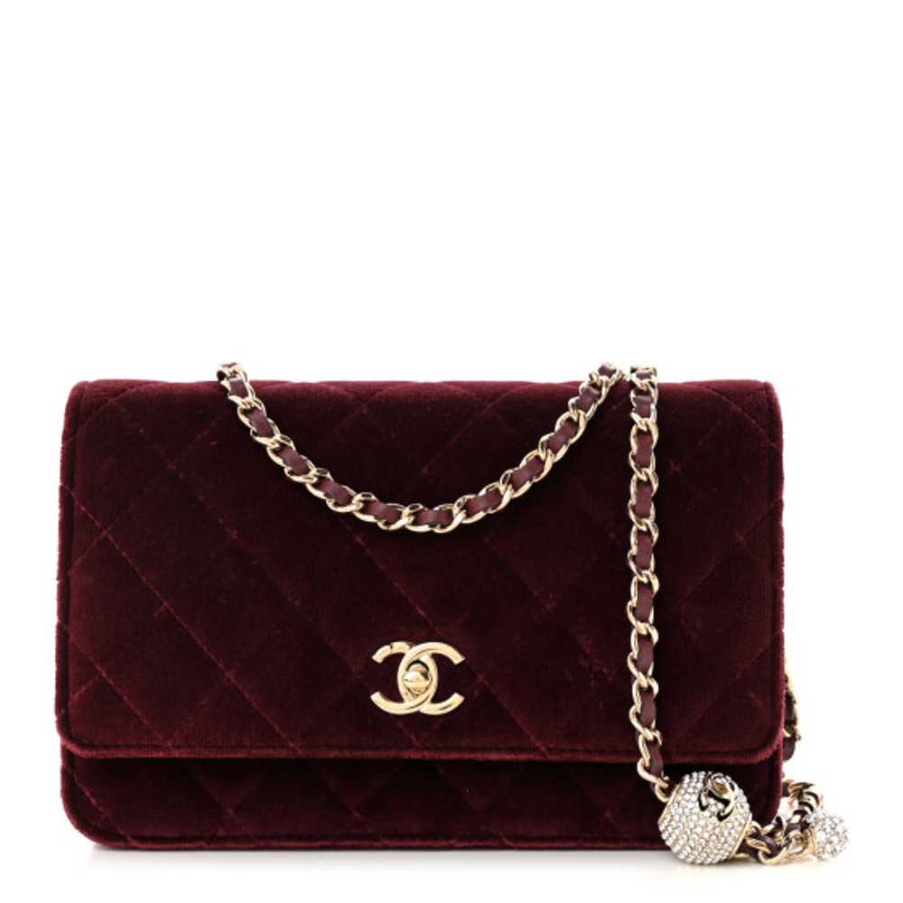 CHANEL Velvet Quilted Pearl Crush Wallet On Chain… - image 1
