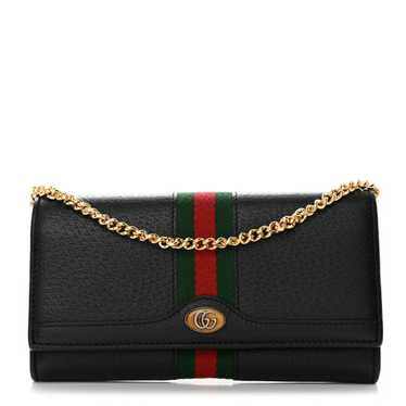 GUCCI Calfskin Web Ophidia Wallet On Chain Black
