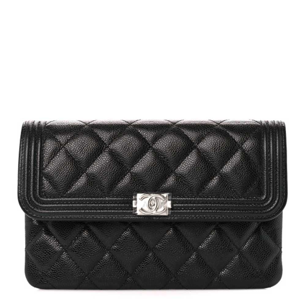 CHANEL Caviar Quilted Boy Flap Clutch Black - image 1
