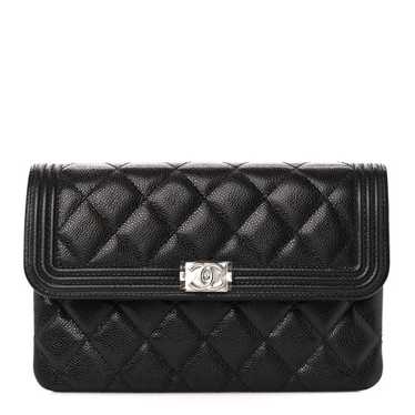CHANEL Caviar Quilted Boy Flap Clutch Black - image 1