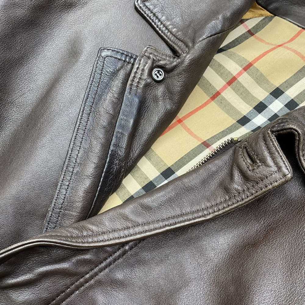Burberry × Leather Jacket × Vintage Very Rare Bur… - image 11