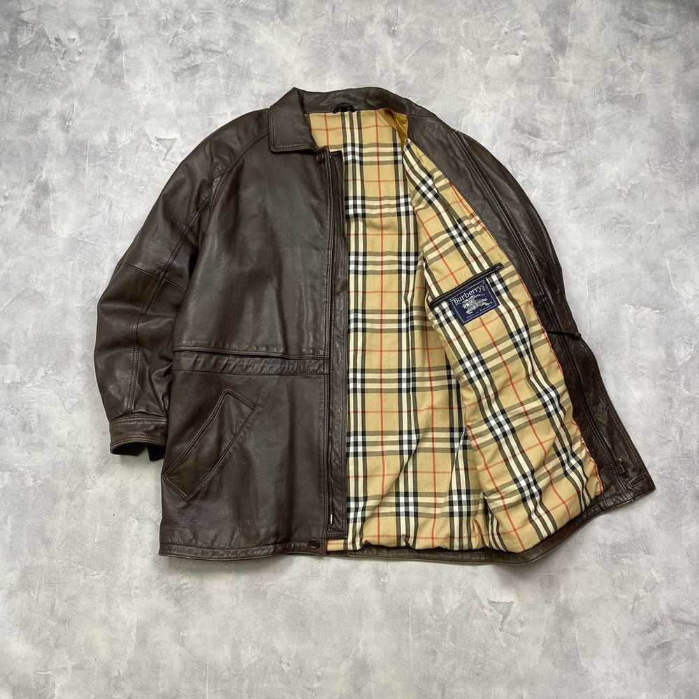 Burberry × Leather Jacket × Vintage Very Rare Bur… - image 1