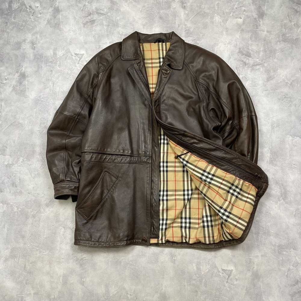 Burberry × Leather Jacket × Vintage Very Rare Bur… - image 2