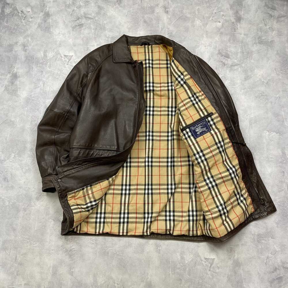Burberry × Leather Jacket × Vintage Very Rare Bur… - image 3
