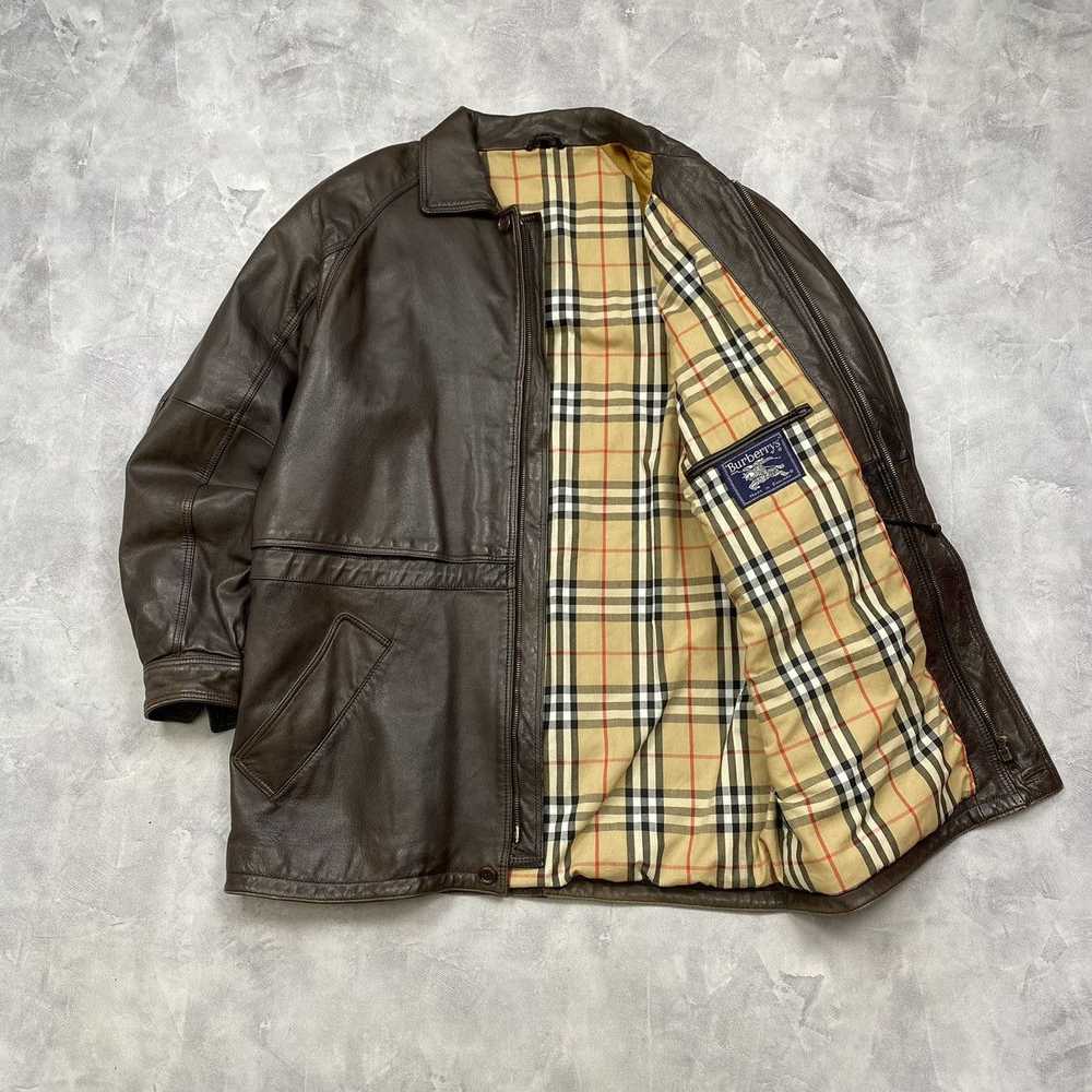 Burberry × Leather Jacket × Vintage Very Rare Bur… - image 4