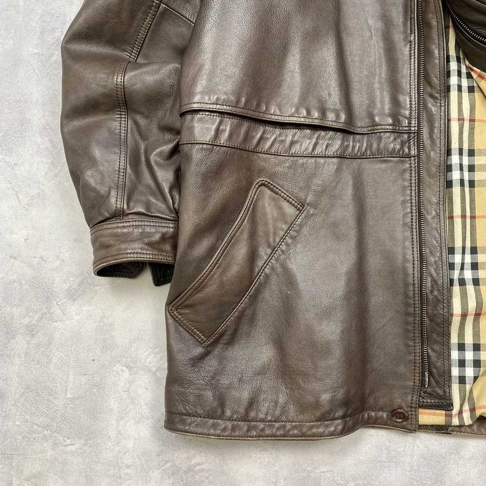 Burberry × Leather Jacket × Vintage Very Rare Bur… - image 8
