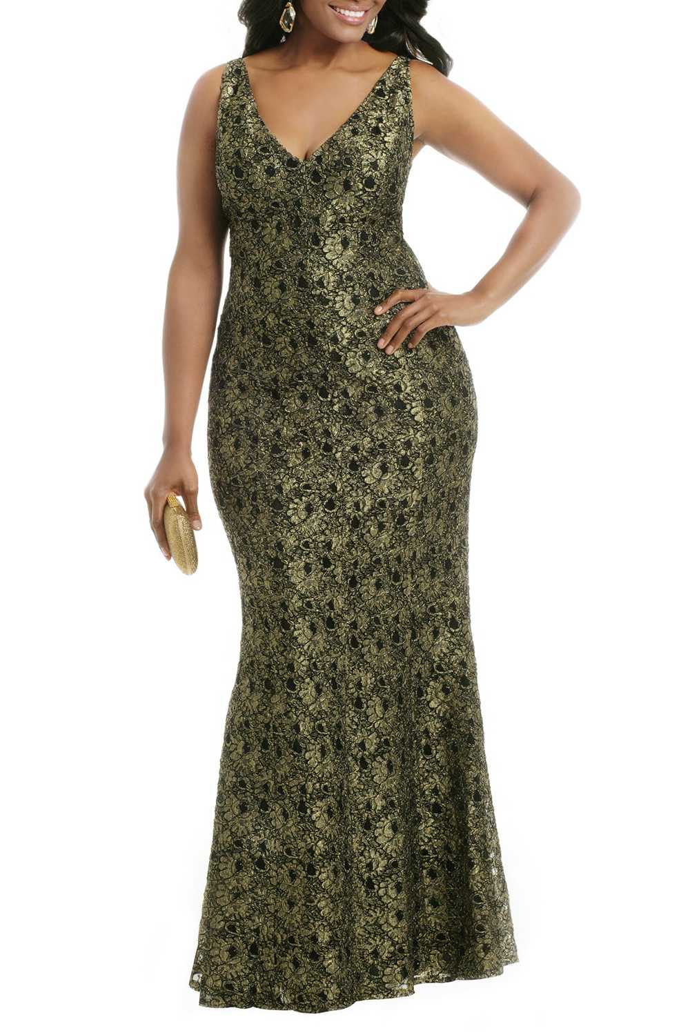 Carmen Marc Valvo Golden Leaf Gown - image 3