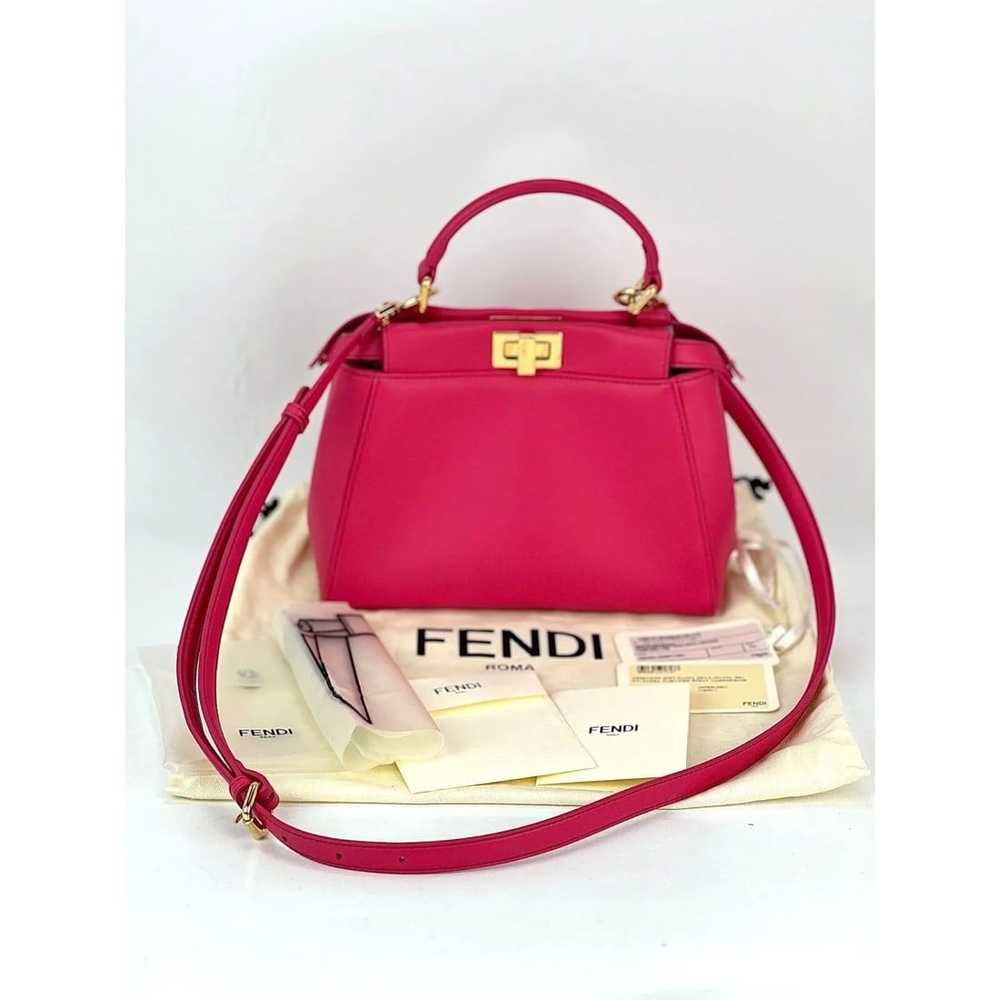 Fendi Mini Peekaboo Pink Leather Hand Shoulder Bag - image 2