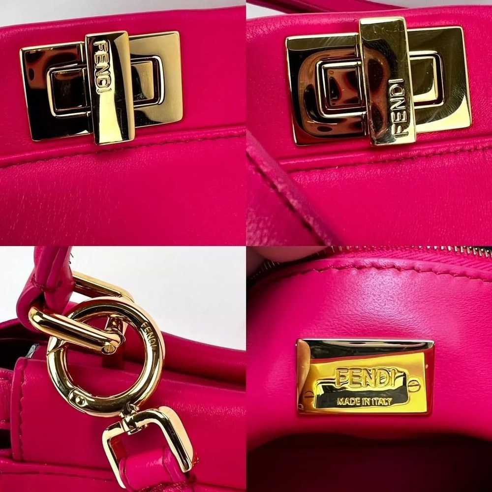 Fendi Mini Peekaboo Pink Leather Hand Shoulder Bag - image 4