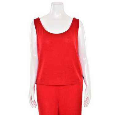 St. John Knits Scoop Neck Knit Shell in Red