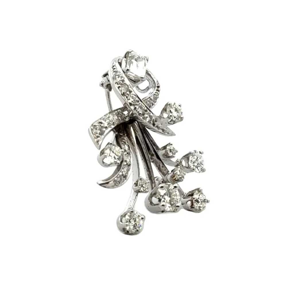 1940's Diamond 14 Karat White Gold Spray Brooch P… - image 5