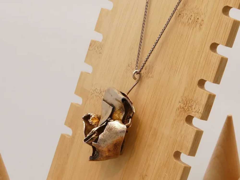 Vintage Brutalist Abstract Pendant Necklace in He… - image 3