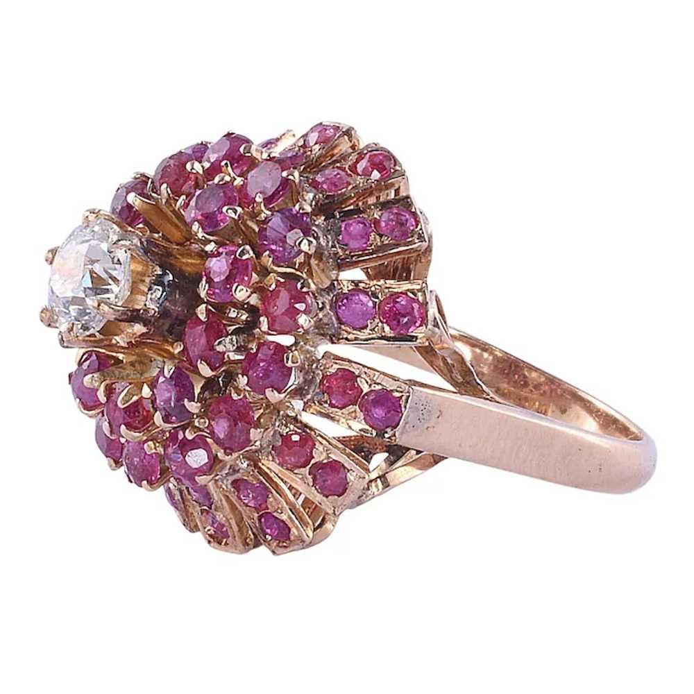 Diamond Center Ruby Dome Ring - image 2