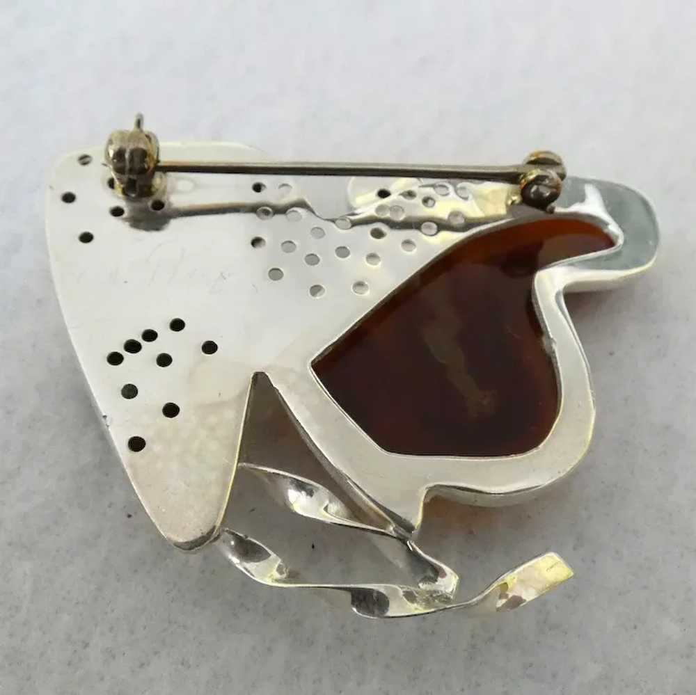 Sterling brooch with Onyx and Amber Cabochons - image 4