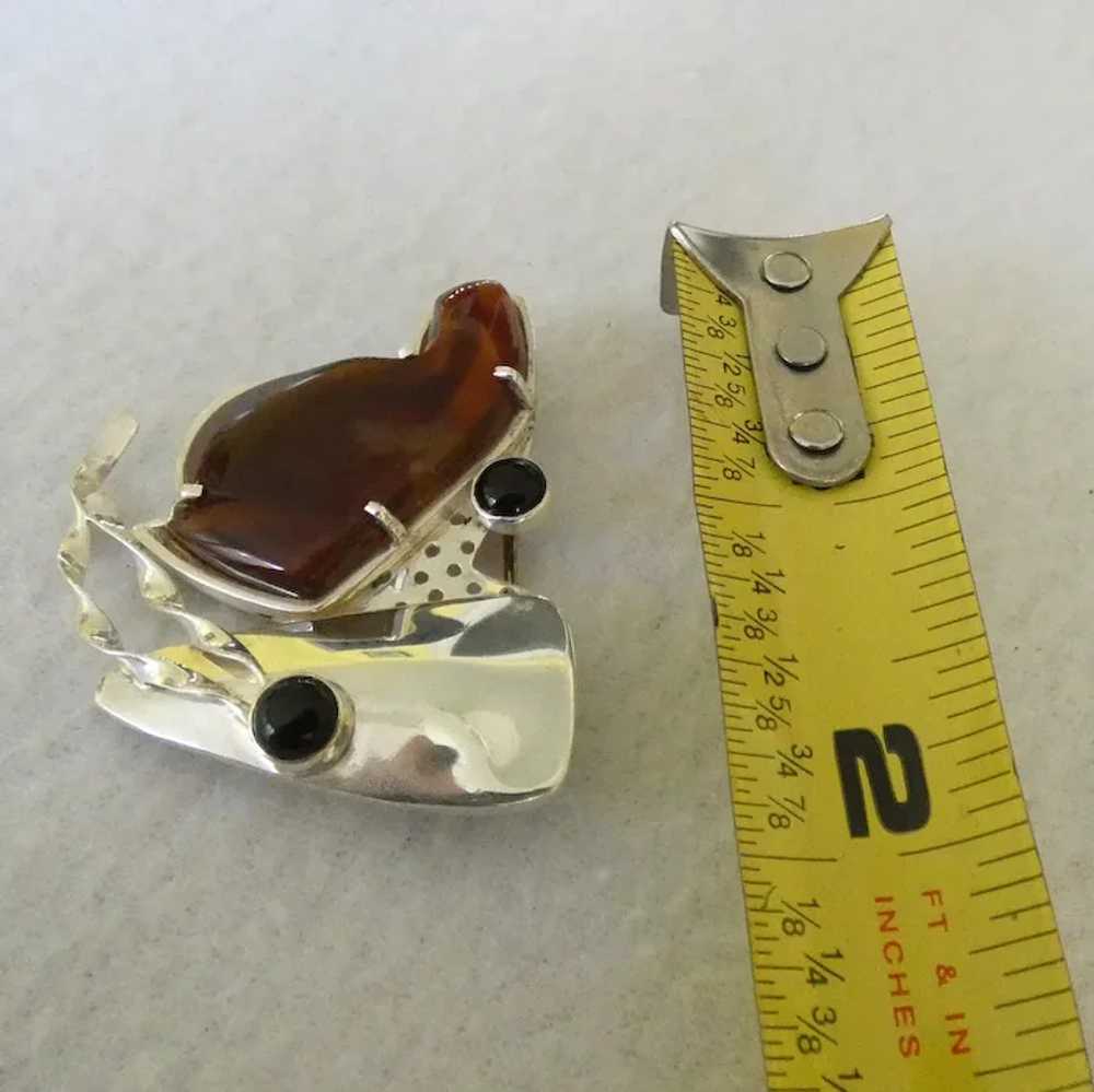 Sterling brooch with Onyx and Amber Cabochons - image 9