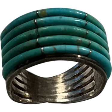 Zuni Sterling and Turquoise Channel Inlay Ring