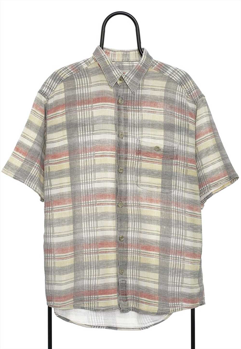 Vintage Andre Leon Grey Checked Short Sleeved Shi… - image 1