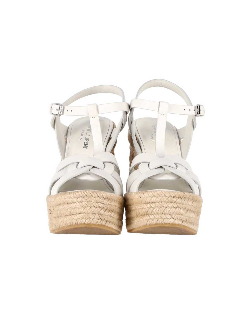 Yves Saint Laurent White Leather Espadrille Wedge… - image 3