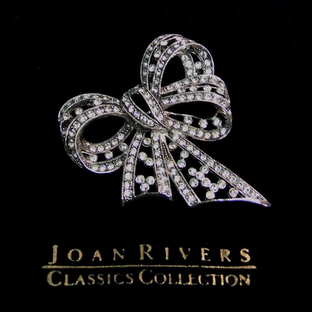 Vintage Joan Rivers Silver GIFT BOW BROOCH PIN 2.… - image 2