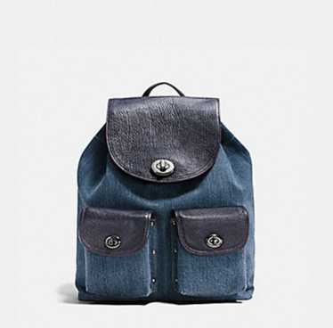 バッグ Vintage Coach Turnrock Blue Daypack COACH Azure Blue Leather Mini Turnlock Rucksack Backpack