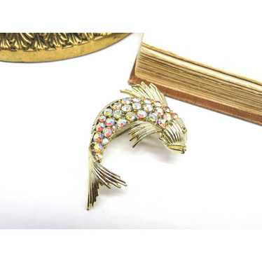 Vintage Vintage Unsigned Coro Gold Rhinestone Koi 