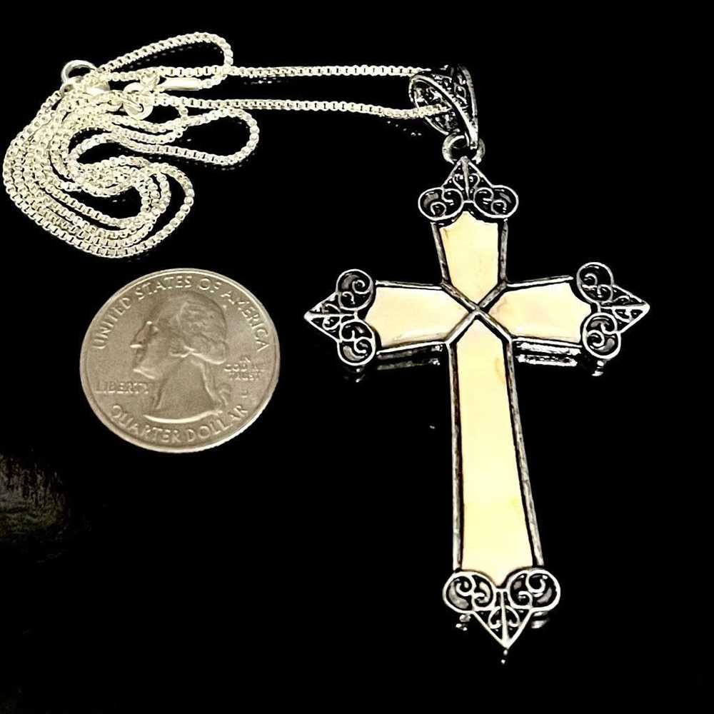 Sterling Silver BCH MOP Cross & 20” Sterling 925 … - image 1