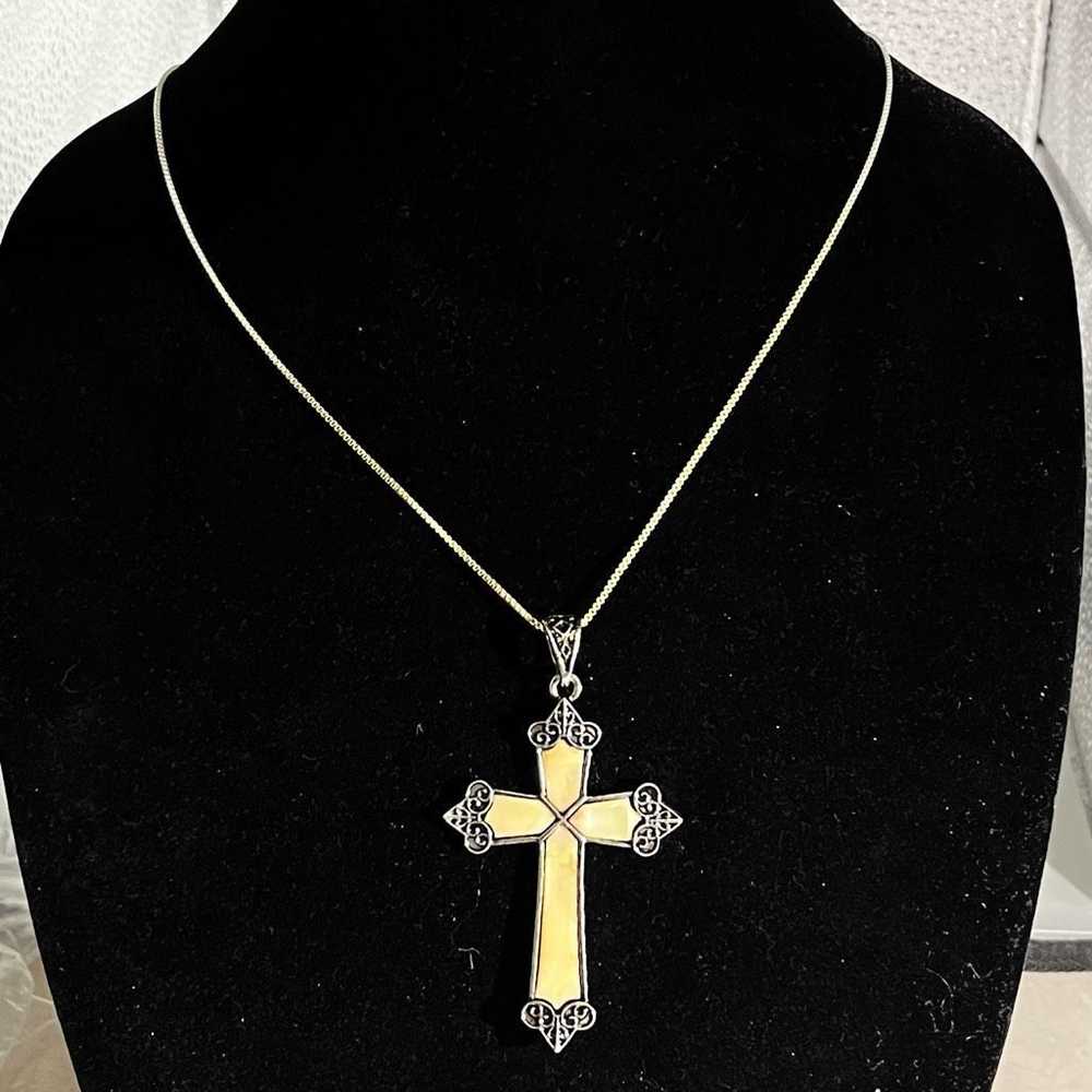 Sterling Silver BCH MOP Cross & 20” Sterling 925 … - image 3