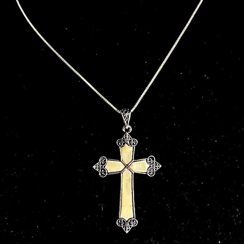 Sterling Silver BCH MOP Cross & 20” Sterling 925 … - image 4