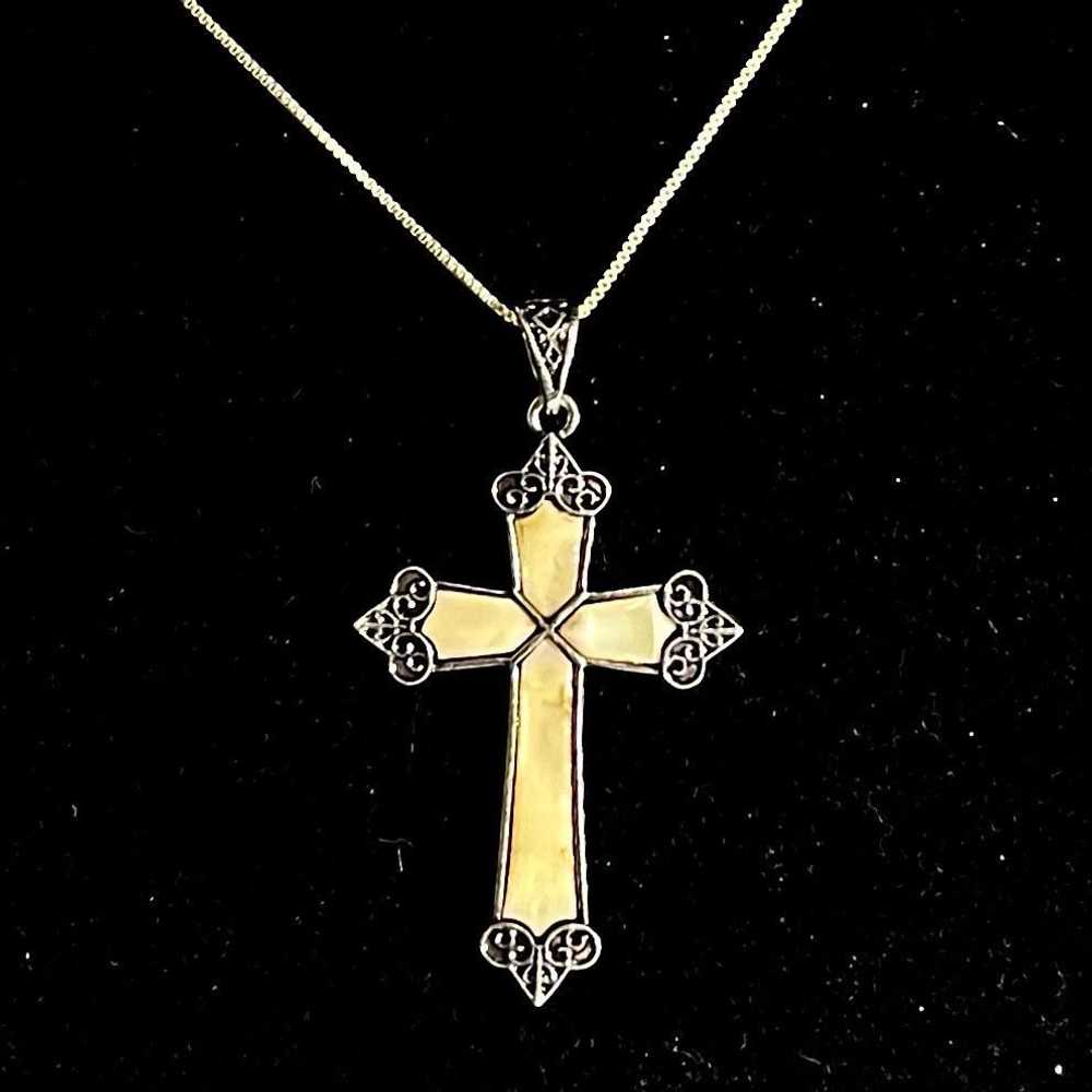 Sterling Silver BCH MOP Cross & 20” Sterling 925 … - image 5