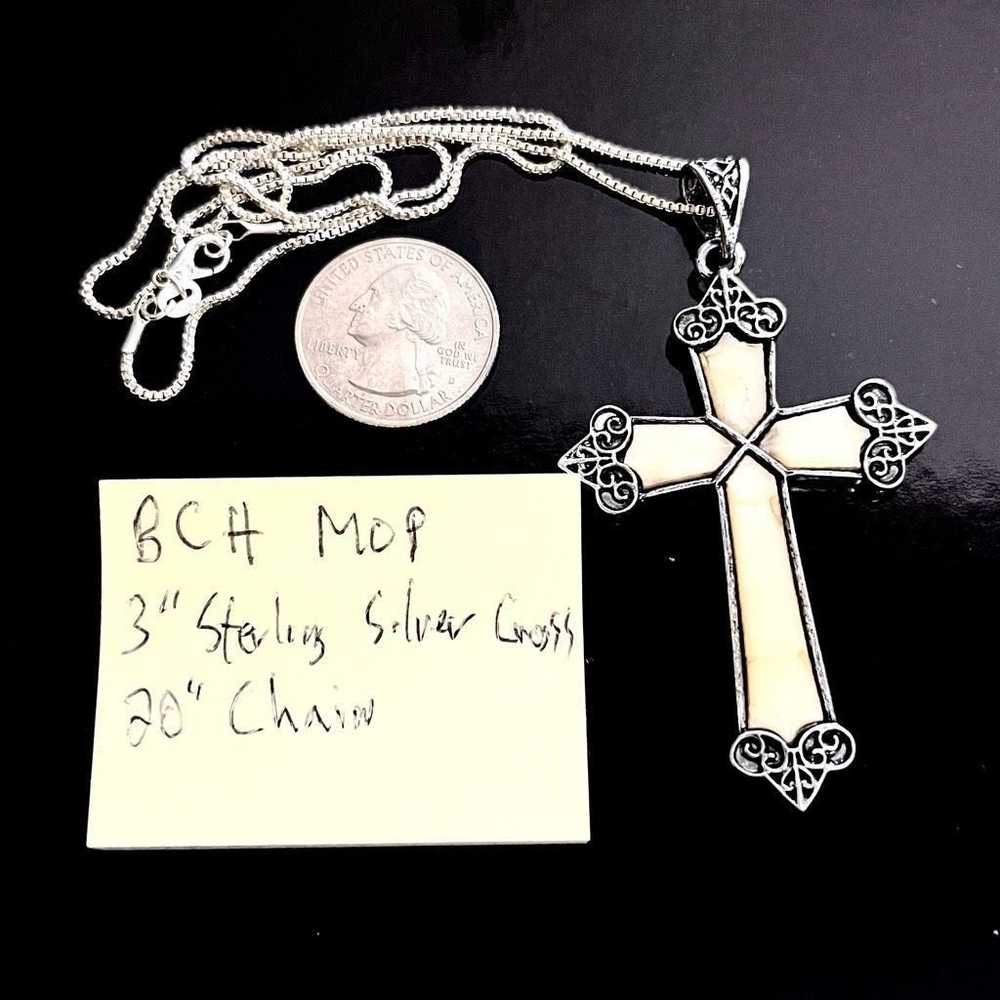 Sterling Silver BCH MOP Cross & 20” Sterling 925 … - image 9