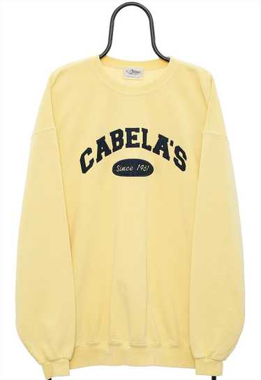 Vintage Cabelas Spellout Yellow Sweatshirt Mens