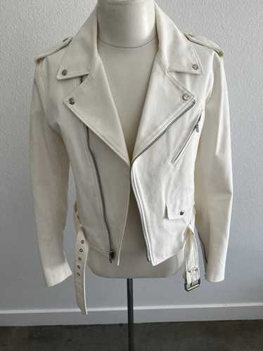 Calvin Klein 205W39NYC White Denim Biker Jacket